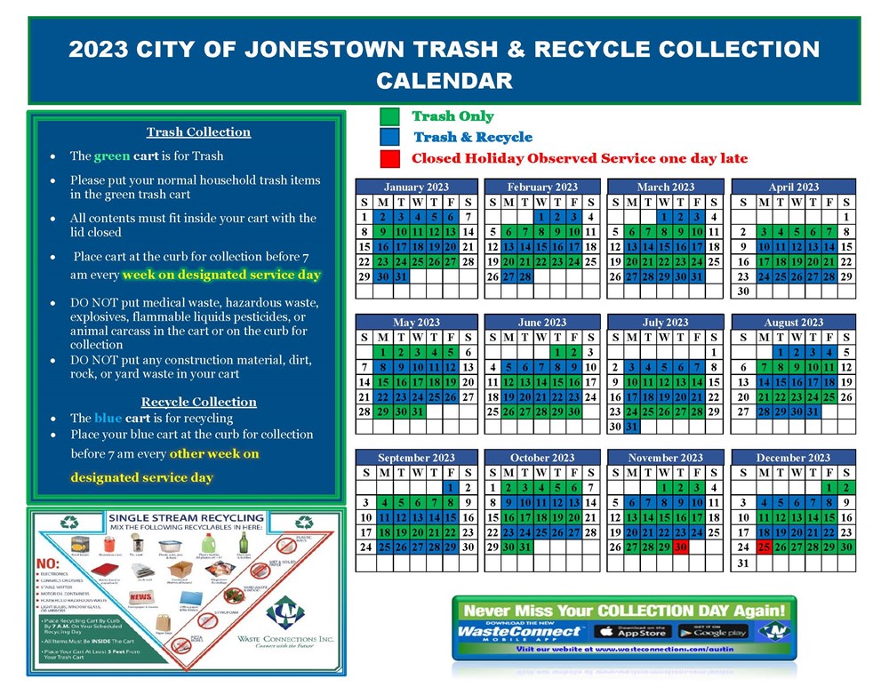2023 waste & recycle calendar